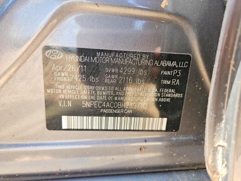 Продажа на аукционе авто 2011 Hyundai Sonata, vin: 5NPEC4AC0BH289710, номер лота: 63505006