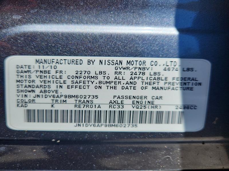 Продажа на аукционе авто 2011 Infiniti G25 Sedan, vin: JN1DV6AP9BM602735, номер лота: 59812316