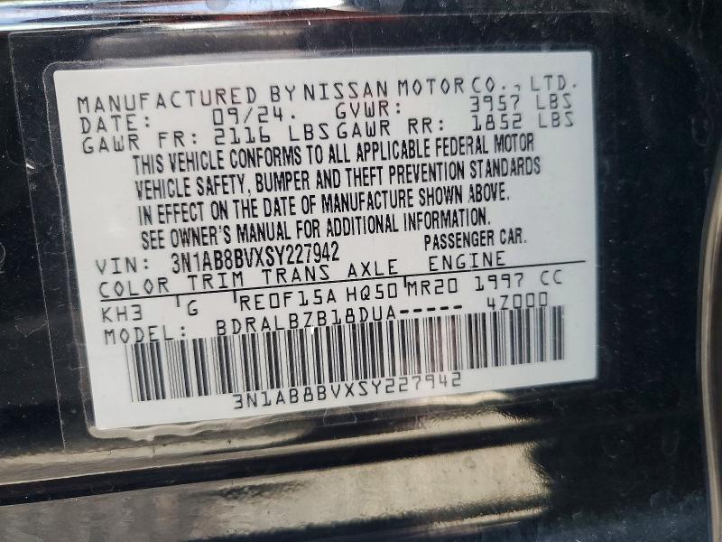 Продаж на аукціоні авто 2025 Nissan Sentra, vin: 3N1AB8BVXSY227942, номер лоту: 60236676