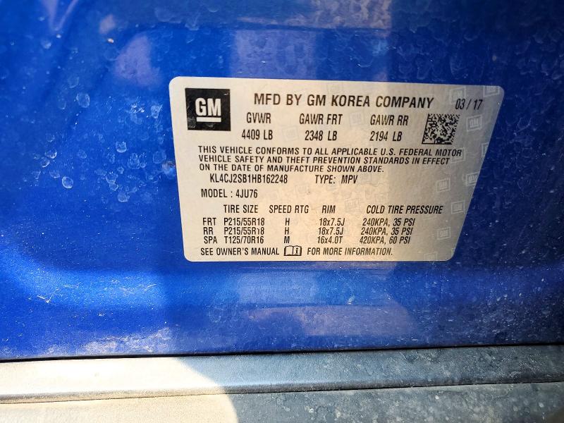 60221086 :رقم المزاد ، KL4CJ2SB1HB162248 vin ، 2017 Buick Encore مزاد بيع