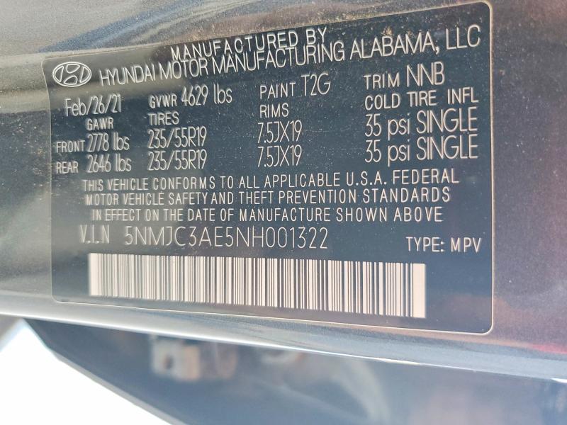 Продажа на аукционе авто 2022 Hyundai Tucson, vin: 5NMJC3AE5NH001322, номер лота: 60427596