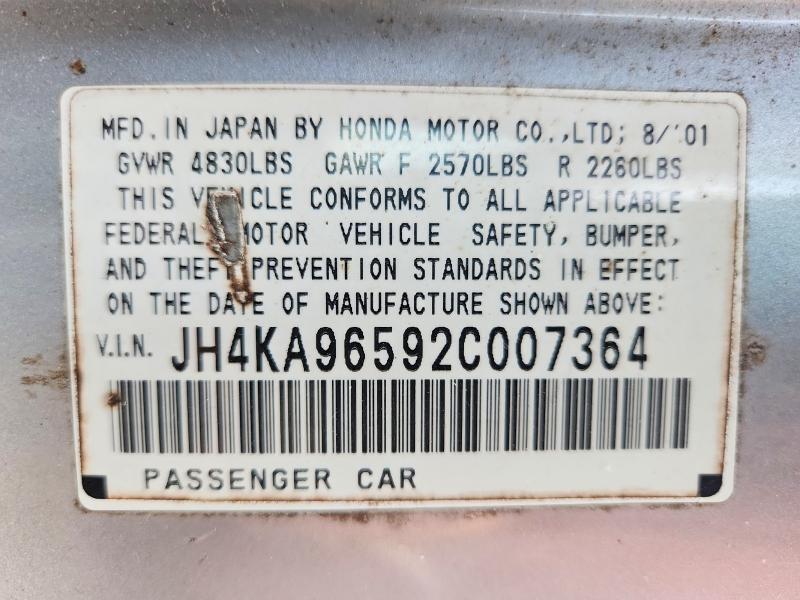 Продаж на аукціоні авто 2002 Acura 3.5rl, vin: JH4KA96592C007364, номер лоту: 61034926