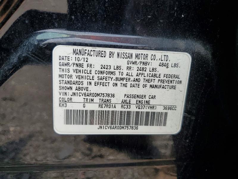 Aukcja sprzedaży 2013 Infiniti G37 Sedan, vin: JN1CV6AR0DM757836, numer aukcji: 62071826