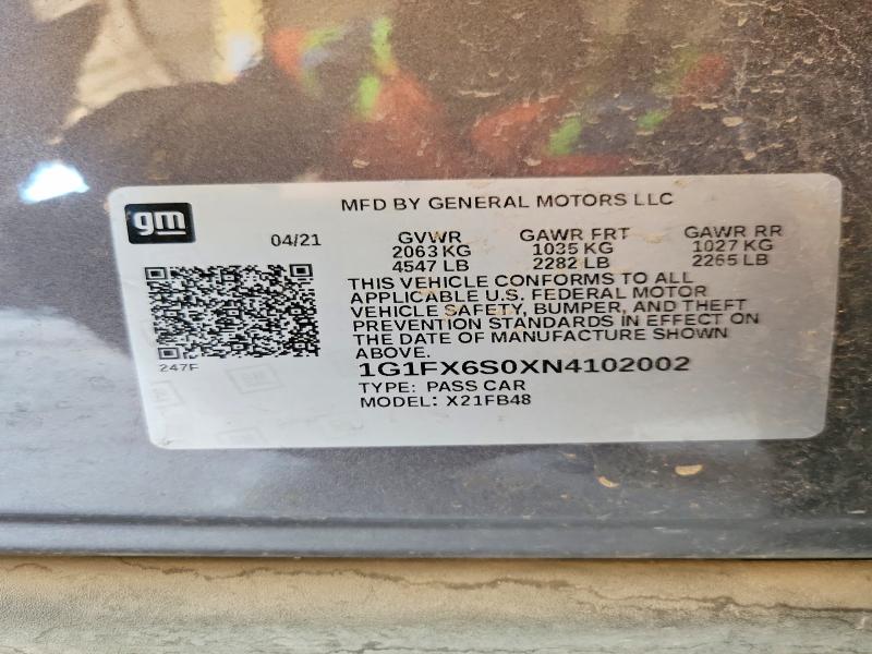 2022 Chevrolet Bolt Ev მანქანა იყიდება აუქციონზე, vin: 1G1FX6S0XN4102002, აუქციონის ნომერი: 59335336