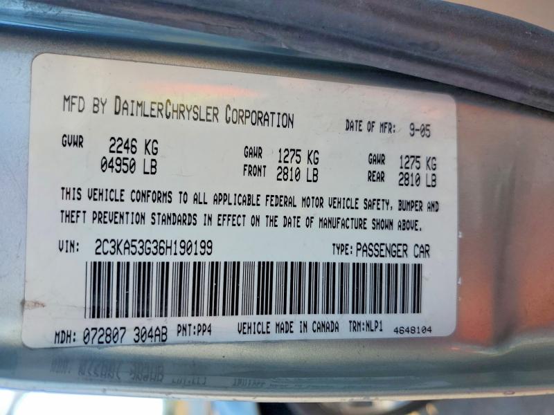 61140676 :رقم المزاد ، 2C3KA53G36H190199 vin ، 2006 Chrysler 300 مزاد بيع