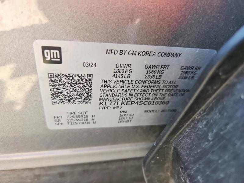 59793736 :رقم المزاد ، KL77LKEP4SC010360 vin ، 2025 Chevrolet Trax مزاد بيع