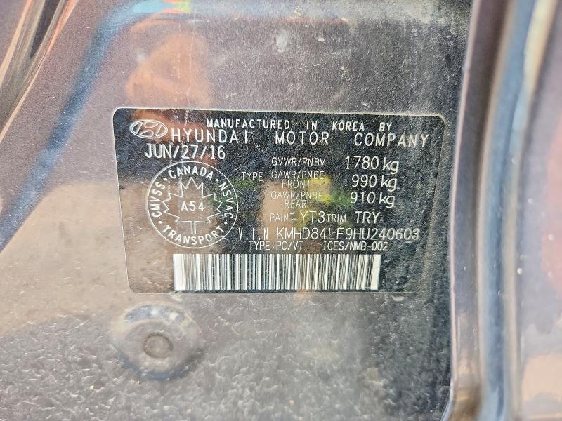 Aukcja sprzedaży 2017 Hyundai Elantra, vin: KMHD84LF9HU240603, numer aukcji: 60520836
