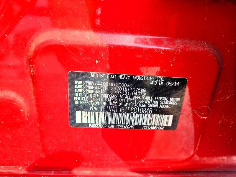 Продажа на аукционе авто 2015 Subaru Wrx, vin: JF1VA1J61F8810846, номер лота: 59659246