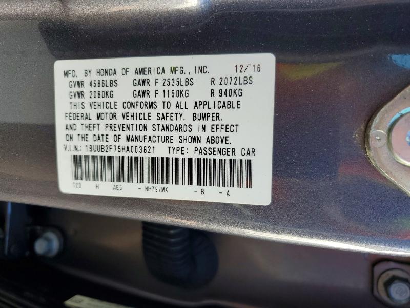 61442146 :رقم المزاد ، 19UUB2F75HA003821 vin ، 2017 Acura Tlx مزاد بيع