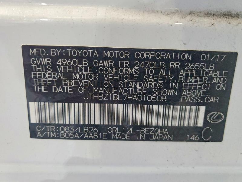 Продажа на аукционе авто 2017 Lexus Gs 350, vin: JTHBZ1BL7HA010508, номер лота: 60062676