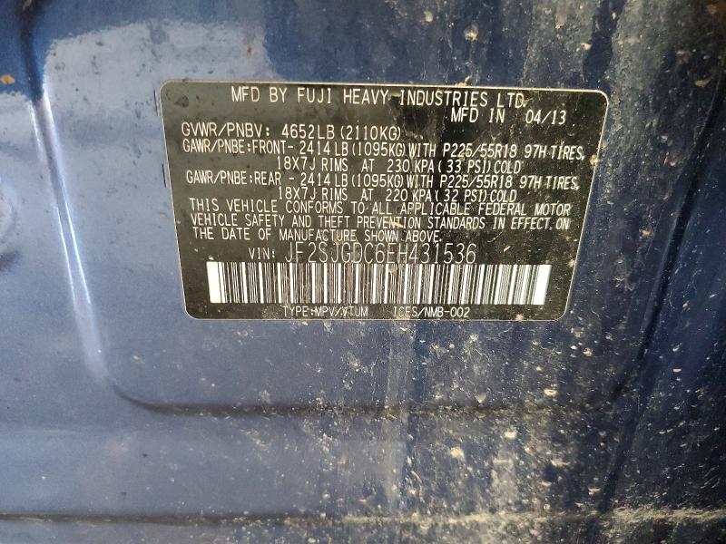 2014 Subaru Forester მანქანა იყიდება აუქციონზე, vin: JF2SJGDC6EH431536, აუქციონის ნომერი: 59286196