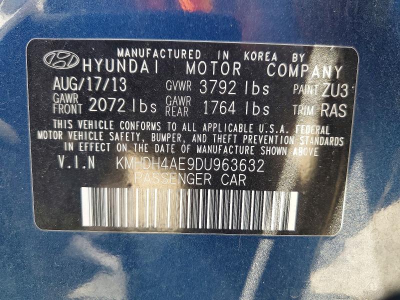 62337196 :رقم المزاد ، KMHDH4AE9DU963632 vin ، 2013 Hyundai Elantra مزاد بيع