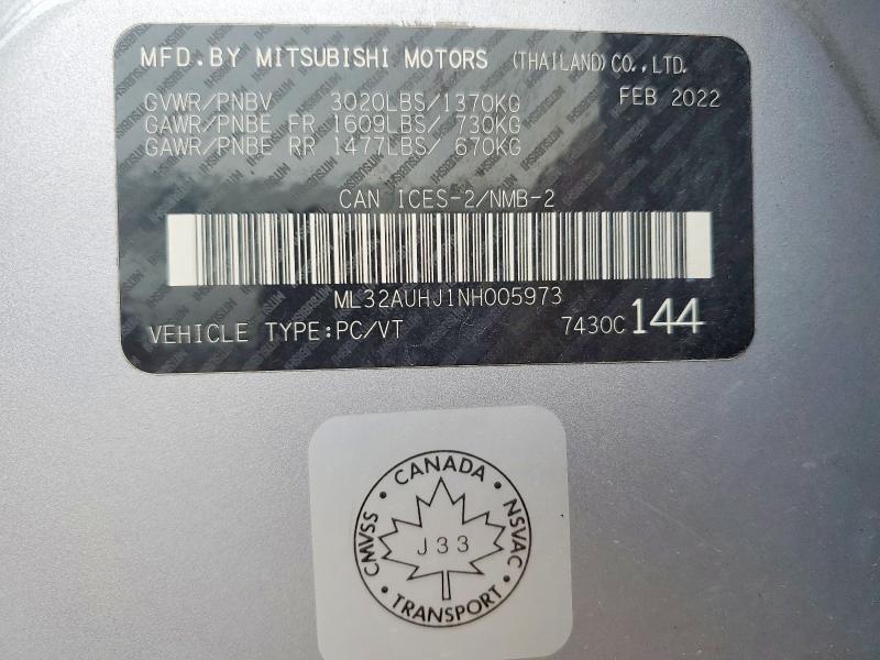 Продажа на аукционе авто 2022 Mitsubishi Mirage, vin: ML32AUHJ1NH005973, номер лота: 62938756