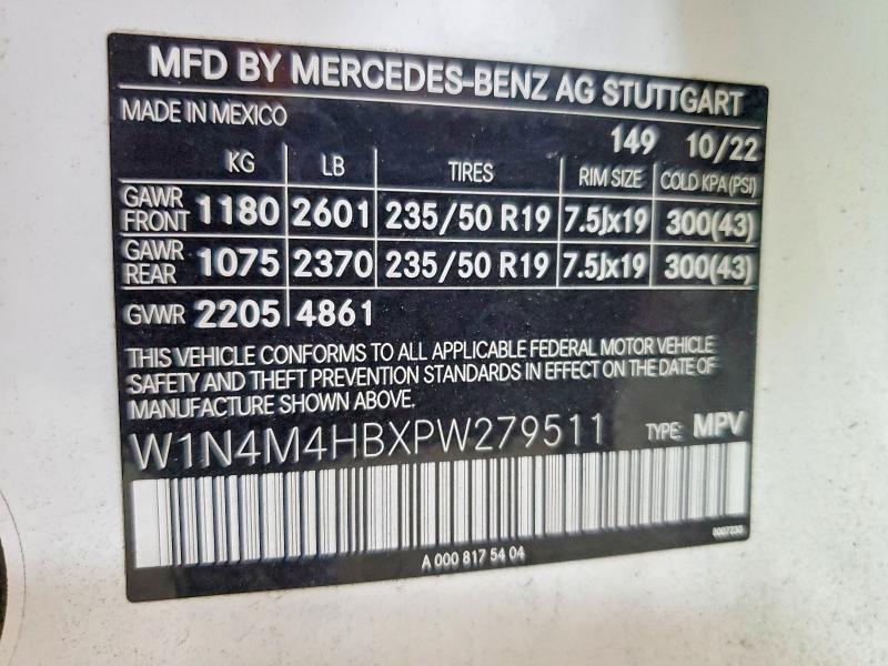 2023 Mercedes-benz Glb მანქანა იყიდება აუქციონზე, vin: W1N4M4HBXPW279511, აუქციონის ნომერი: 60808916