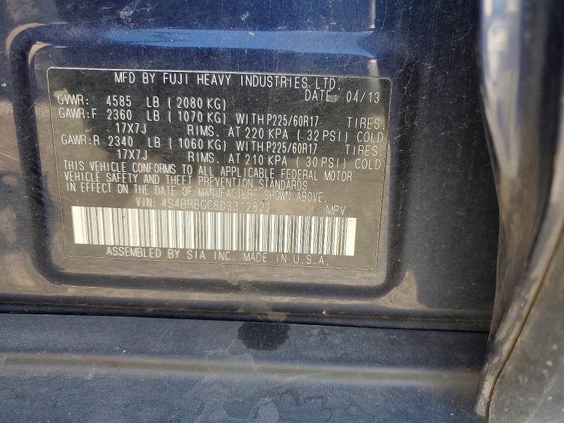 Aukcja sprzedaży 2013 Subaru Outback, vin: 4S4BRBGC8D3312822, numer aukcji: 61203976
