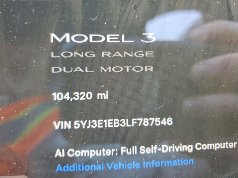 Продаж на аукціоні авто 2020 Tesla Model 3, vin: 5YJ3E1EB3LF787546, номер лоту: 56156086