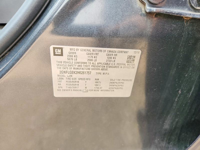 61772206 :رقم المزاد ، 2GNFLGEK2H6261757 vin ، 2017 Chevrolet Equinox مزاد بيع