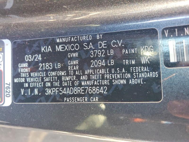 Продаж на аукціоні авто 2024 Kia Forte, vin: 3KPF54AD8RE768642, номер лоту: 59360066