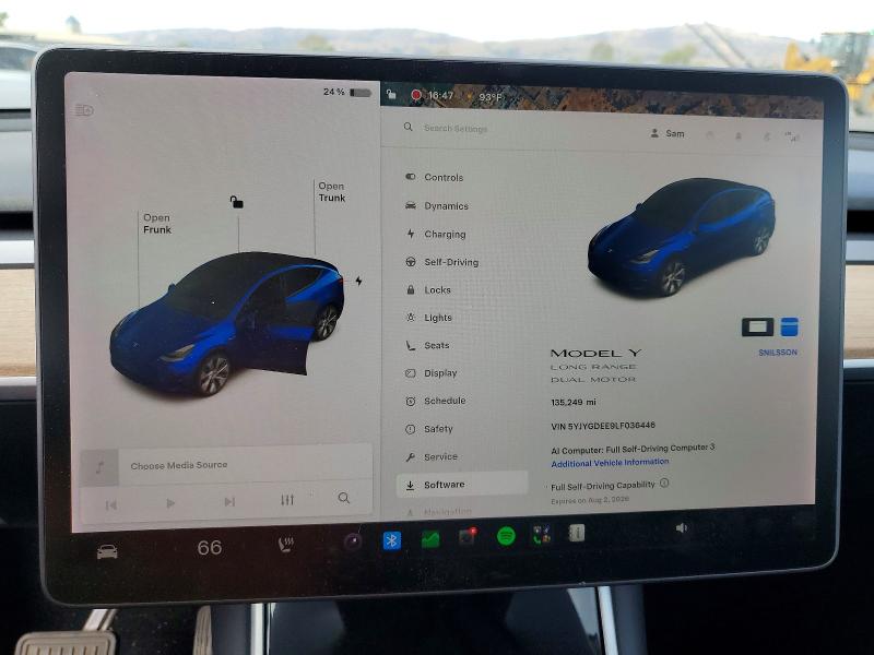 Продажа на аукционе авто 2020 Tesla Model Y, vin: 5YJYGDEE9LF036446, номер лота: 61034736