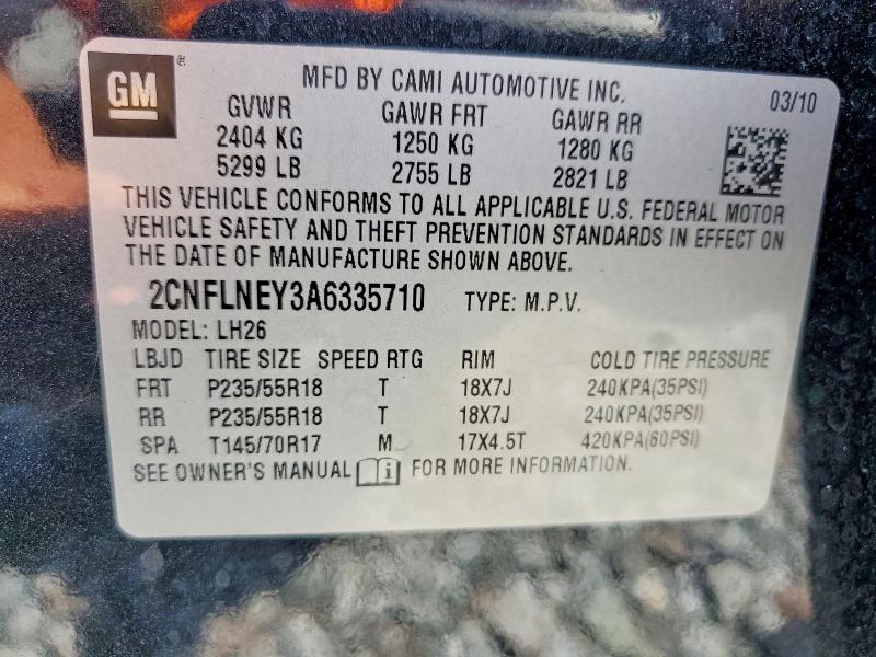 2010 Chevrolet Equinox მანქანა იყიდება აუქციონზე, vin: 2CNFLNEY3A6335710, აუქციონის ნომერი: 61843906