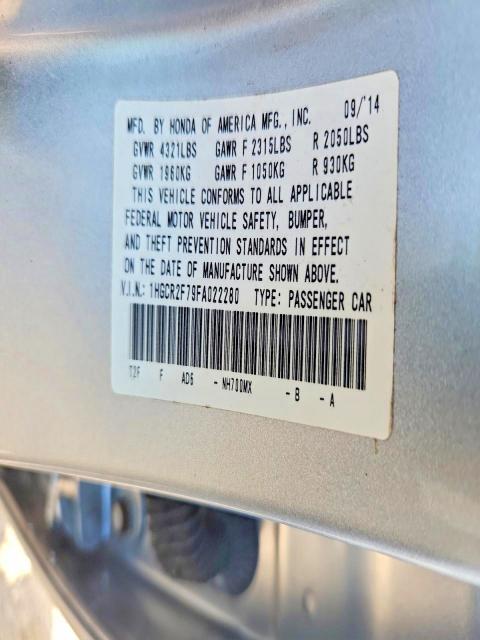 2015 Honda Accord მანქანა იყიდება აუქციონზე, vin: 1HGCR2F79FA022280, აუქციონის ნომერი: 60162156