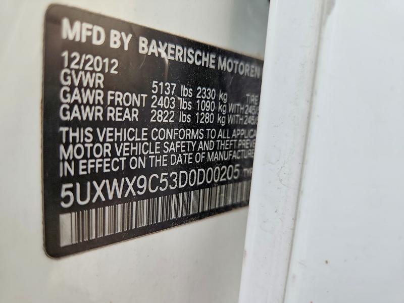 2013 Bmw X3 მანქანა იყიდება აუქციონზე, vin: 5UXWX9C53D0D00205, აუქციონის ნომერი: 63054586
