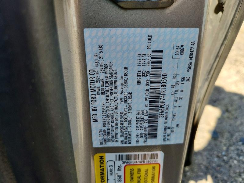 59656016 :رقم المزاد ، 3FA6P0H74FR180590 vin ، 2015 Ford Fusion مزاد بيع