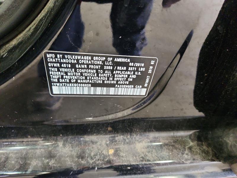 Aukcja sprzedaży 2016 Volkswagen Passat, vin: 1VWAT7A3XGC038628, numer aukcji: 62749596