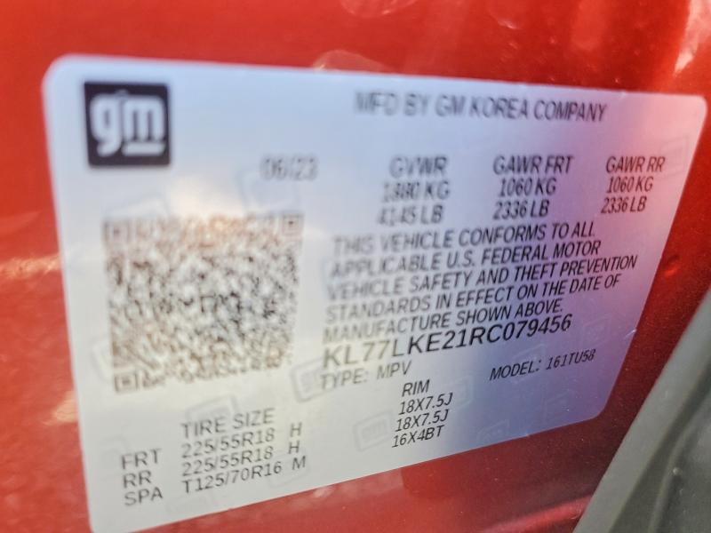 Продажа на аукционе авто 2024 Chevrolet Trax, vin: KL77LKE21RC079456, номер лота: 62632656