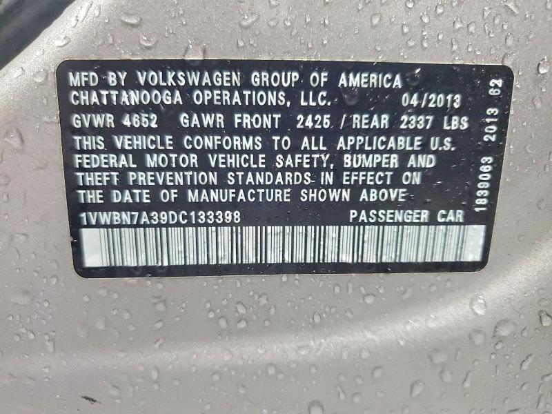 Продаж на аукціоні авто 2013 Volkswagen Passat, vin: 1VWBN7A39DC133398, номер лоту: 60862166