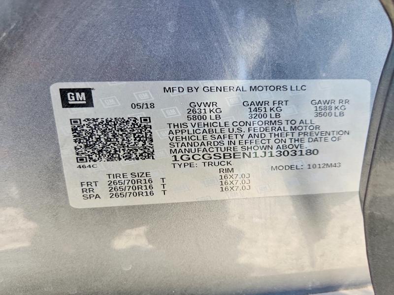 2018 Chevrolet Colorado მანქანა იყიდება აუქციონზე, vin: 1GCGSBEN1J1303180, აუქციონის ნომერი: 61536036