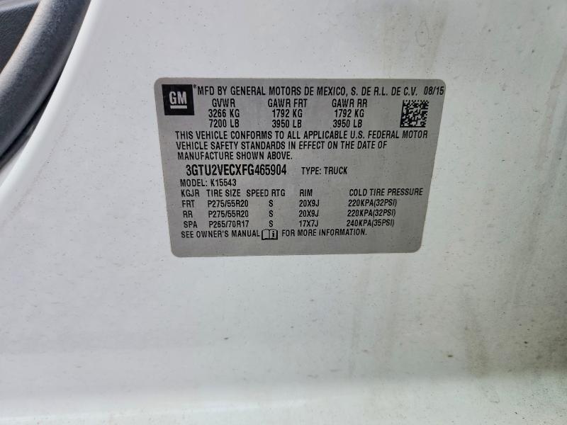 2015 Gmc Sierra მანქანა იყიდება აუქციონზე, vin: 3GTU2VECXFG465904, აუქციონის ნომერი: 76293205