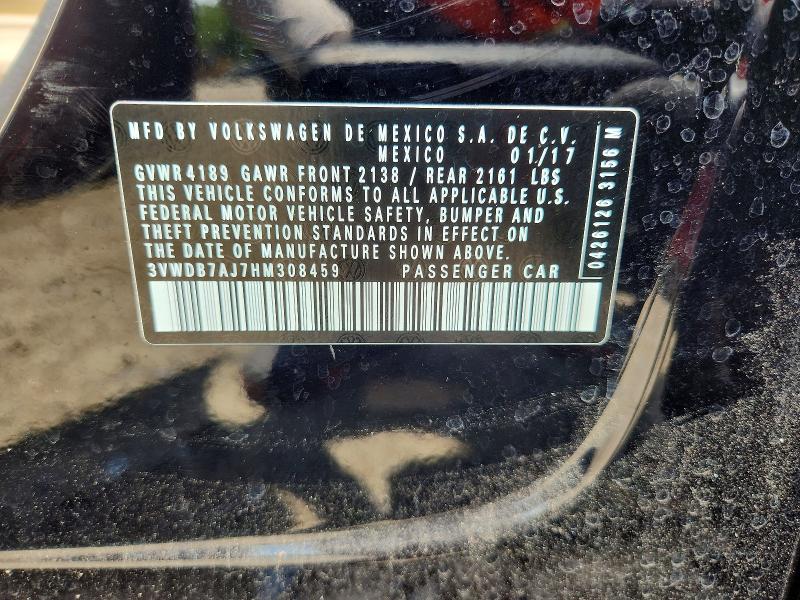 60618146 :رقم المزاد ، 3VWDB7AJ7HM308459 vin ، 2017 Volkswagen Jetta مزاد بيع