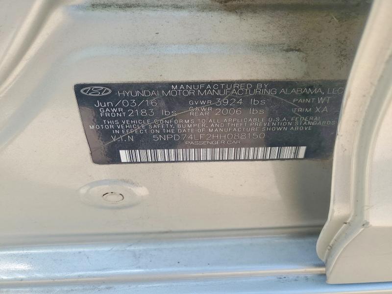 Продажа на аукционе авто 2017 Hyundai Elantra, vin: 5NPD74LF2HH088150, номер лота: 63046156