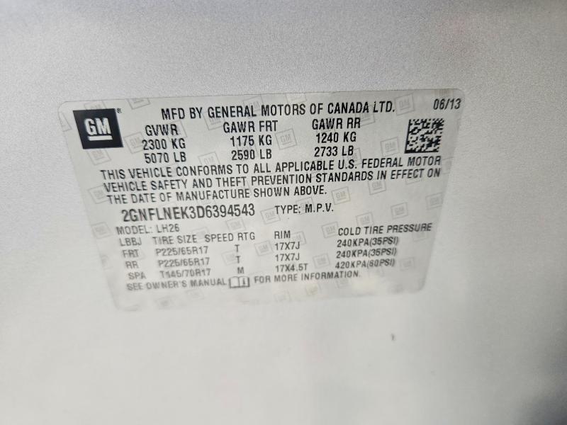 Продаж на аукціоні авто 2013 Chevrolet Equinox, vin: 2GNFLNEK3D6394543, номер лоту: 59734116