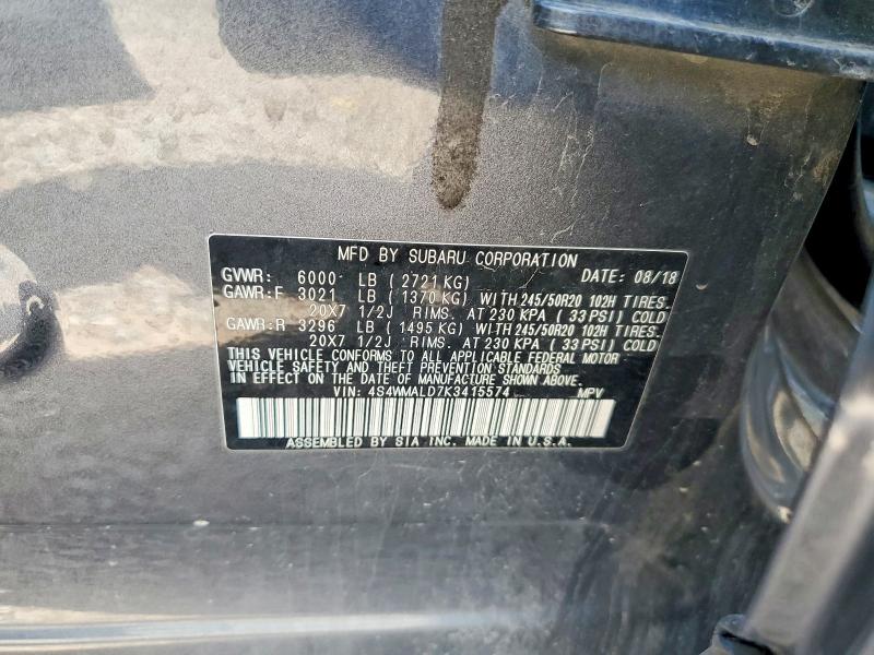 Aukcja sprzedaży 2019 Subaru Ascent, vin: 4S4WMALD7K3415574, numer aukcji: 59633326