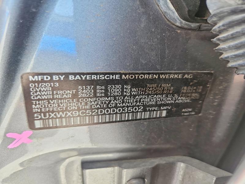 Продаж на аукціоні авто 2013 Bmw X3, vin: 5UXWX9C52D0D03502, номер лоту: 60436896