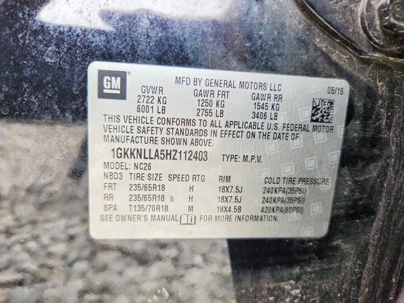 2017 Gmc Acadia მანქანა იყიდება აუქციონზე, vin: 1GKKNLLA5HZ112403, აუქციონის ნომერი: 59670296