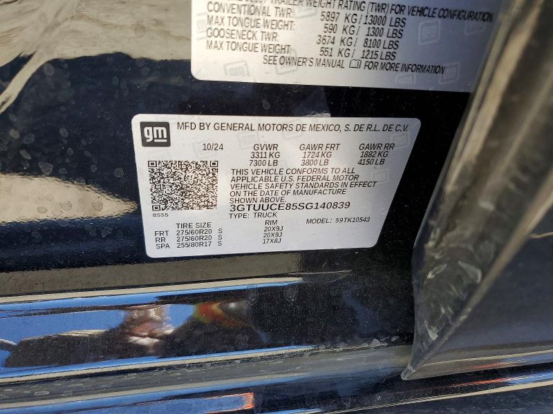 Aukcja sprzedaży 2025 Gmc Sierra, vin: 3GTUUCE85SG140839, numer aukcji: 62539396