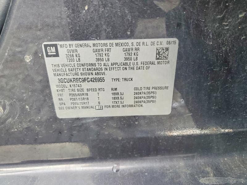 Продажа на аукционе авто 2015 Chevrolet Silverado, vin: 3GCUKREC9FG426955, номер лота: 59813076