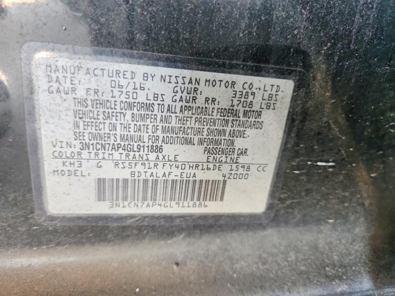 Aukcja sprzedaży 2016 Nissan Versa, vin: 3N1CN7AP4GL911886, numer aukcji: 59849066