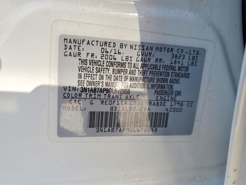 Aukcja sprzedaży 2016 Nissan Sentra, vin: 3N1AB7AP9GL672058, numer aukcji: 61759266