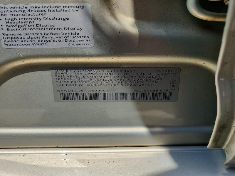 Продажа на аукционе авто 2010 Volkswagen Cc, vin: WVWML7AN9AE520004, номер лота: 61679026
