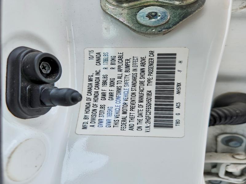 Aukcja sprzedaży 2016 Honda Civic, vin: 2HGFC2F65GH501854, numer aukcji: 62539146