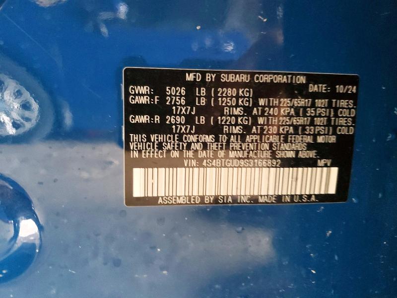 Aukcja sprzedaży 2025 Subaru Outback, vin: 4S4BTGUD9S3166892, numer aukcji: 60685806
