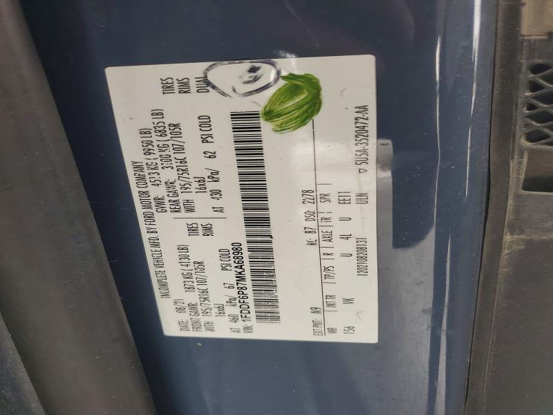 63669796 :رقم المزاد ، 1FDDF6P87MKA68980 vin ، 2021 Ford Transit مزاد بيع