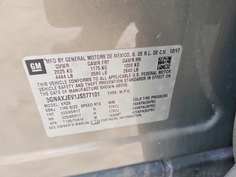 Продаж на аукціоні авто 2018 Chevrolet Equinox, vin: 3GNAXJEV1JS577101, номер лоту: 60848356