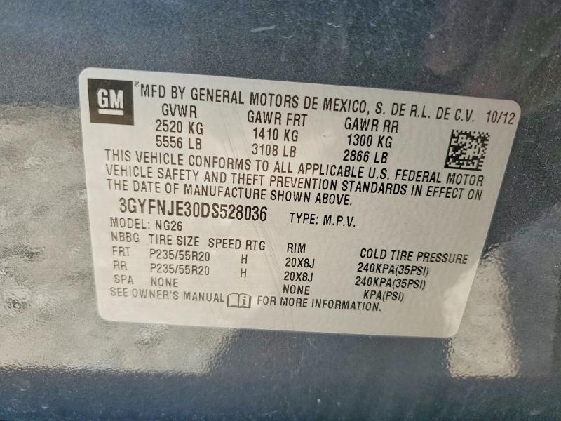 2013 Cadillac Srx მანქანა იყიდება აუქციონზე, vin: 3GYFNJE30DS528036, აუქციონის ნომერი: 59323716