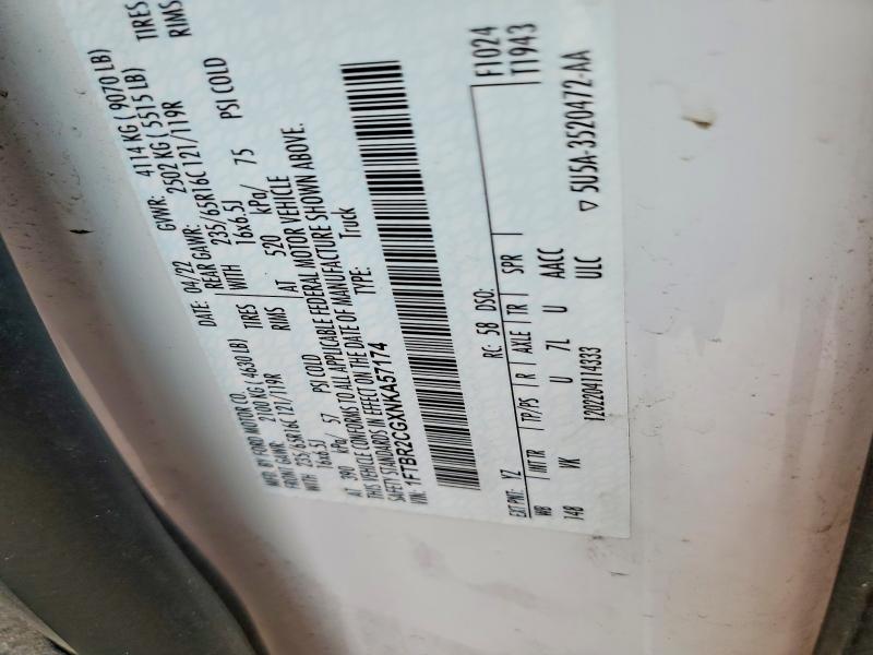 Продажа на аукционе авто 2022 Ford Transit, vin: 1FTBR2CGXNKA57174, номер лота: 61674076
