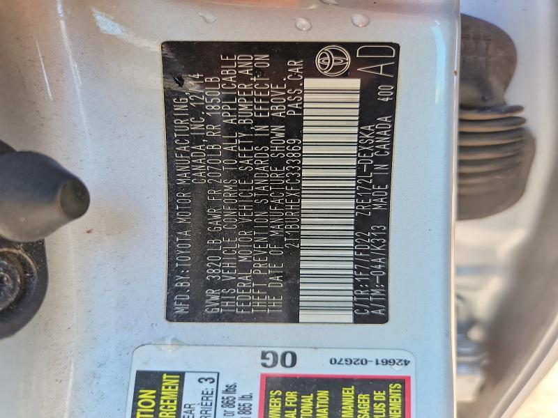 Aukcja sprzedaży 2015 Toyota Corolla, vin: 2T1BURHEXFC333869, numer aukcji: 60146206